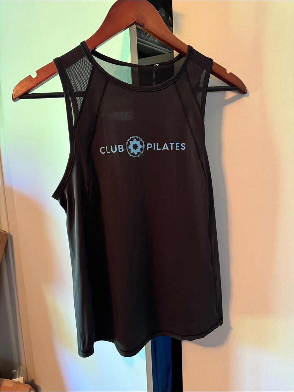 Club Pilates Black Mesh-Panel Workout Tank